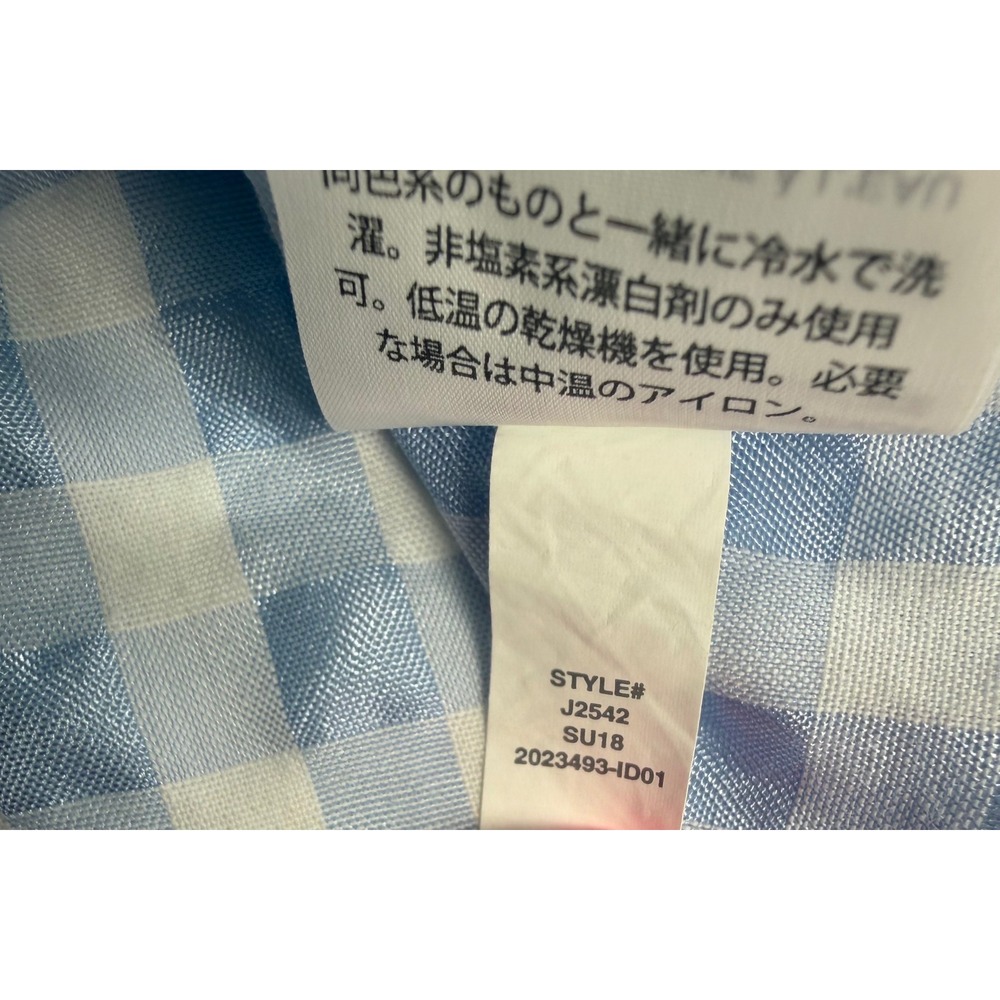 Madewell Blue Gingham Tie Front Button Back Blouse Womens M Short Sleeve Top - Picture 9 of 11
